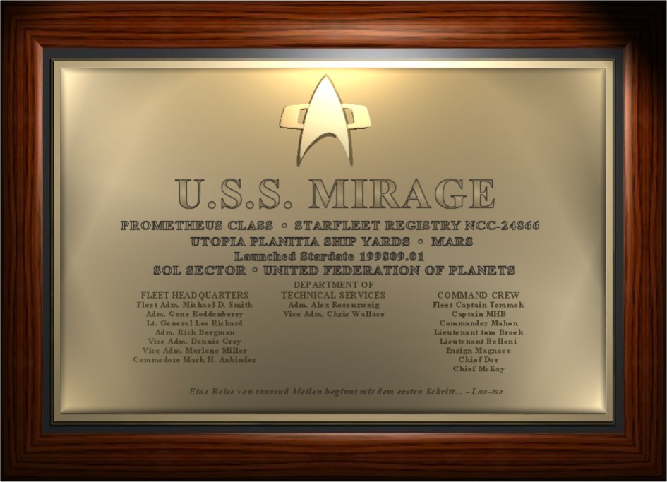 Die Schiffsplakette der USS Mirage